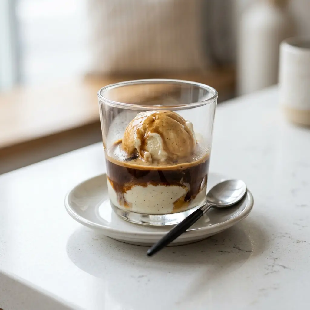 Affogato prêt à servir comme plat maison