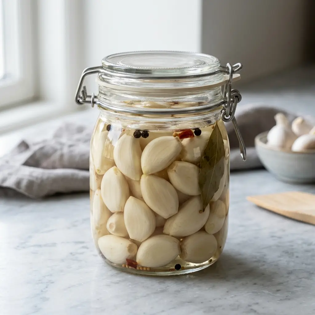 Ail mariné prêt à servir comme plat maison