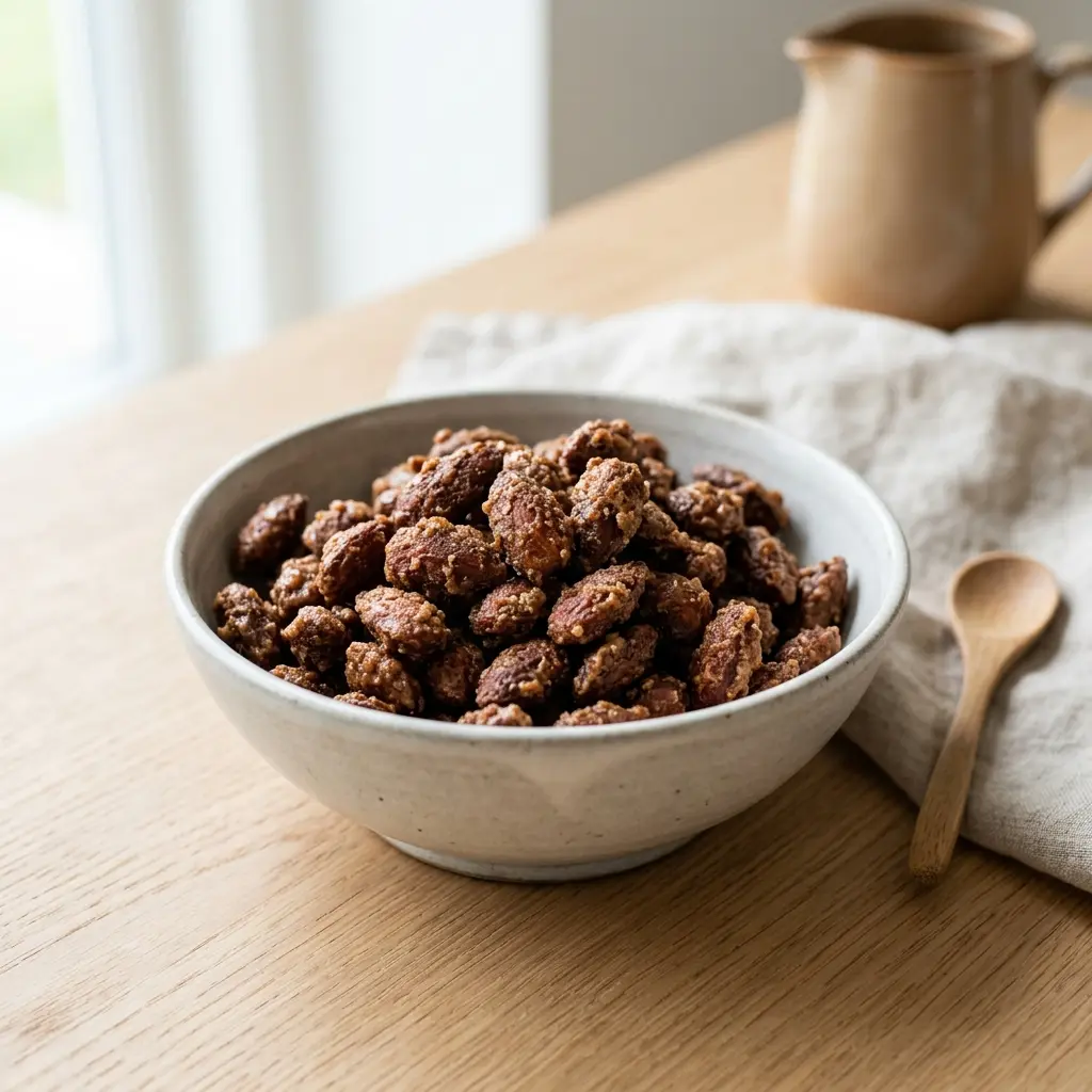 Amandes caramélisées prêt à servir comme plat maison