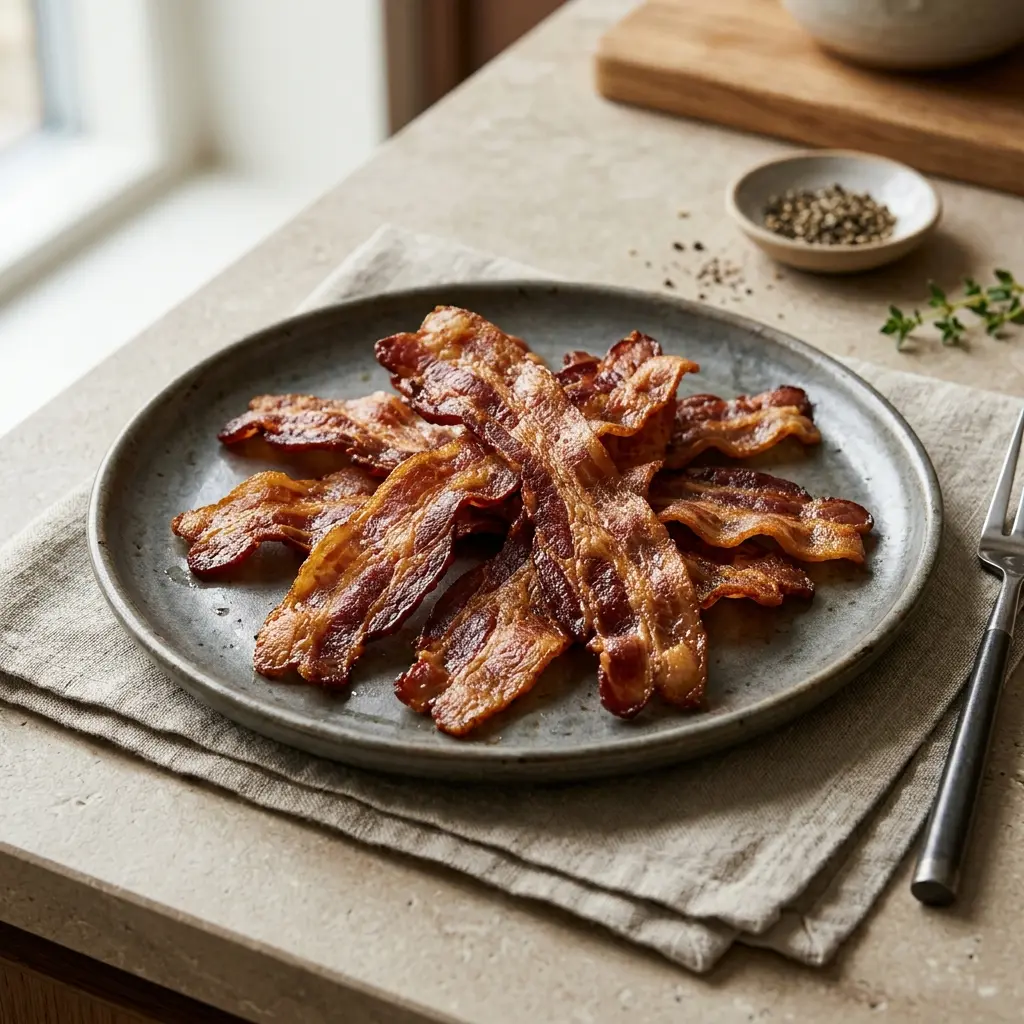 Bacon rôti au four prêt à servir comme plat maison
