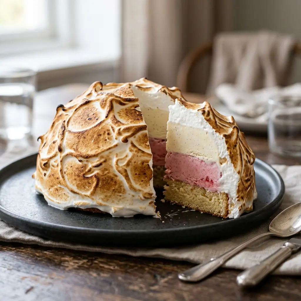 Baked Alaska prêt à servir comme plat maison