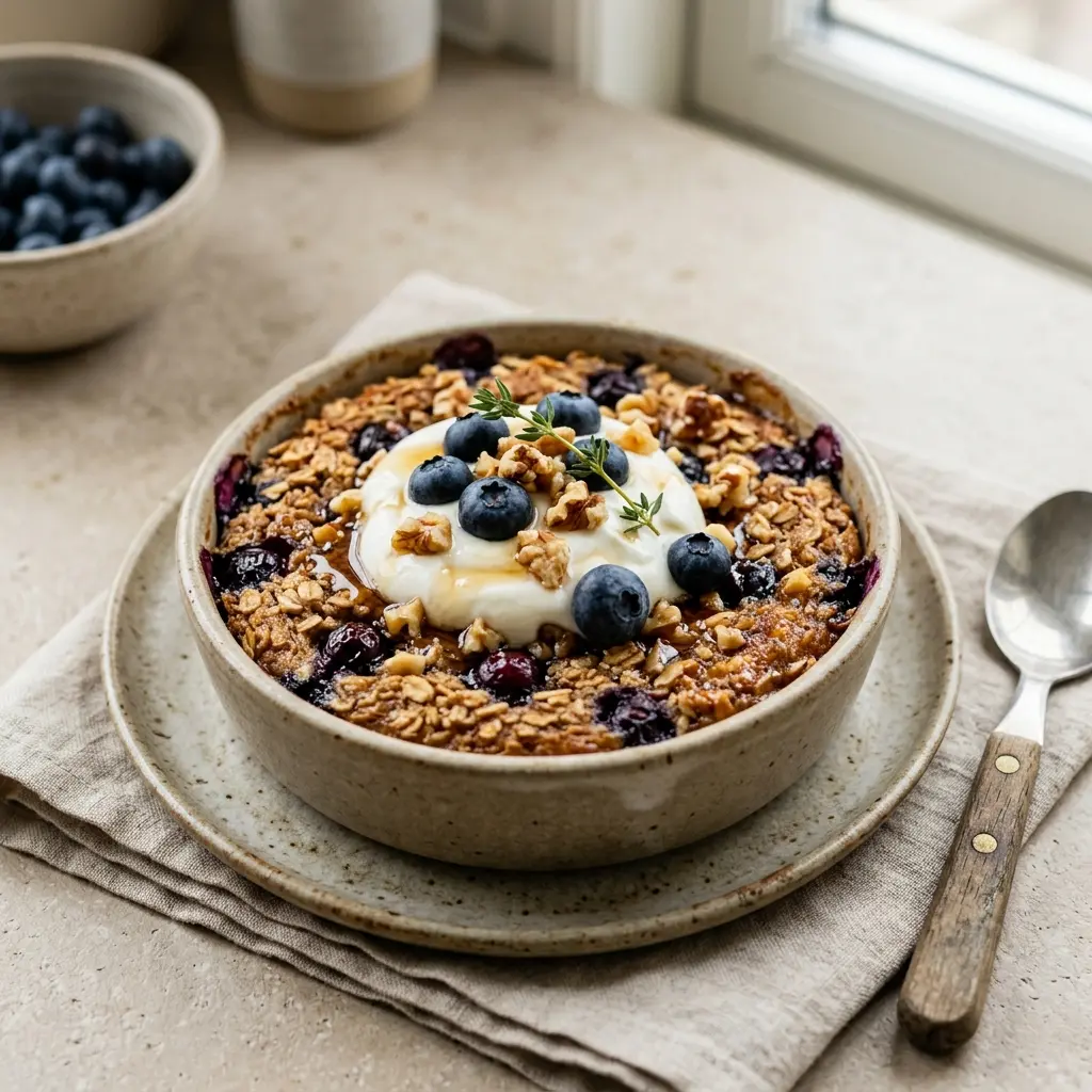 Baked oats prêt à servir comme plat maison