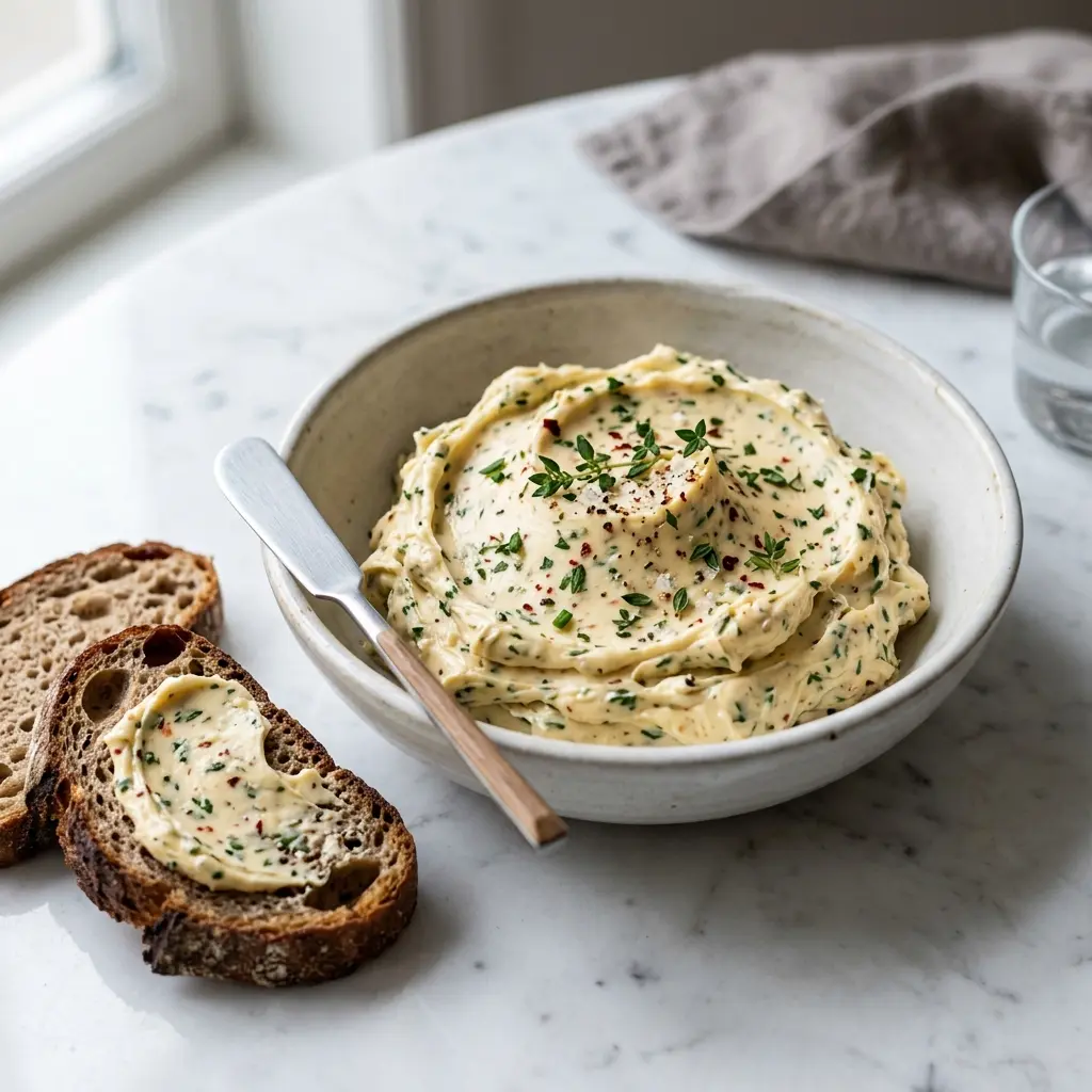 Beurre aux herbes prêt à servir comme plat maison