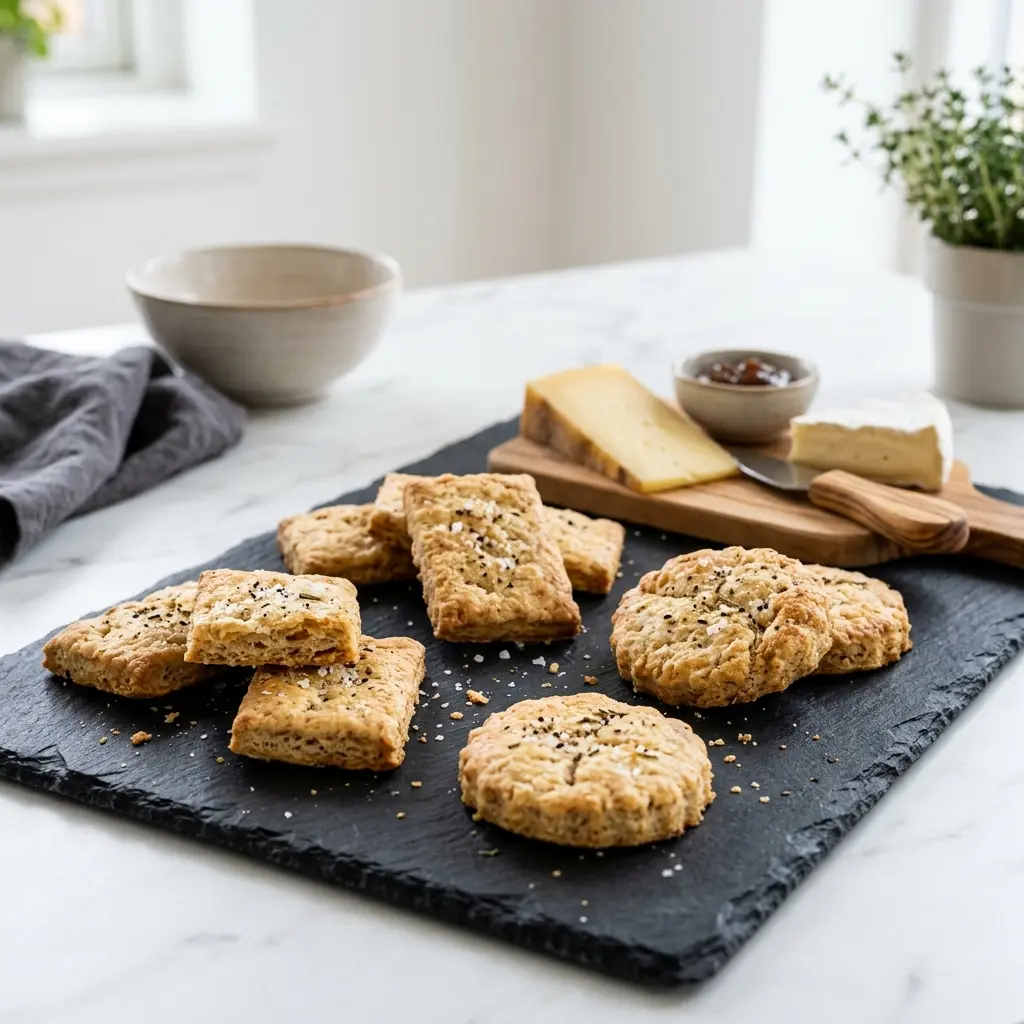 Biscuits salés pour fromage prêt à servir comme dessert ou pâtisserie maison