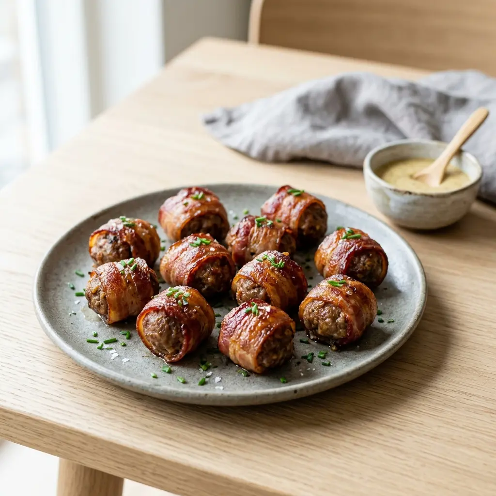 Bombes de bacon prêt à servir comme plat maison