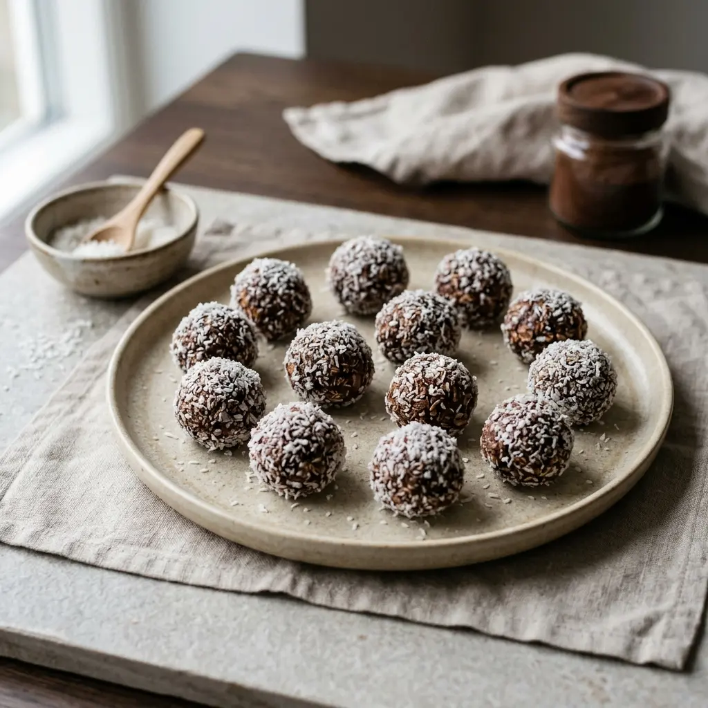 Boules aux flocons d’avoine servi comme petit-déjeuner simple