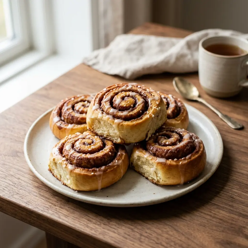Brioches roulées à la cannelle maison prêt à servir comme plat maison