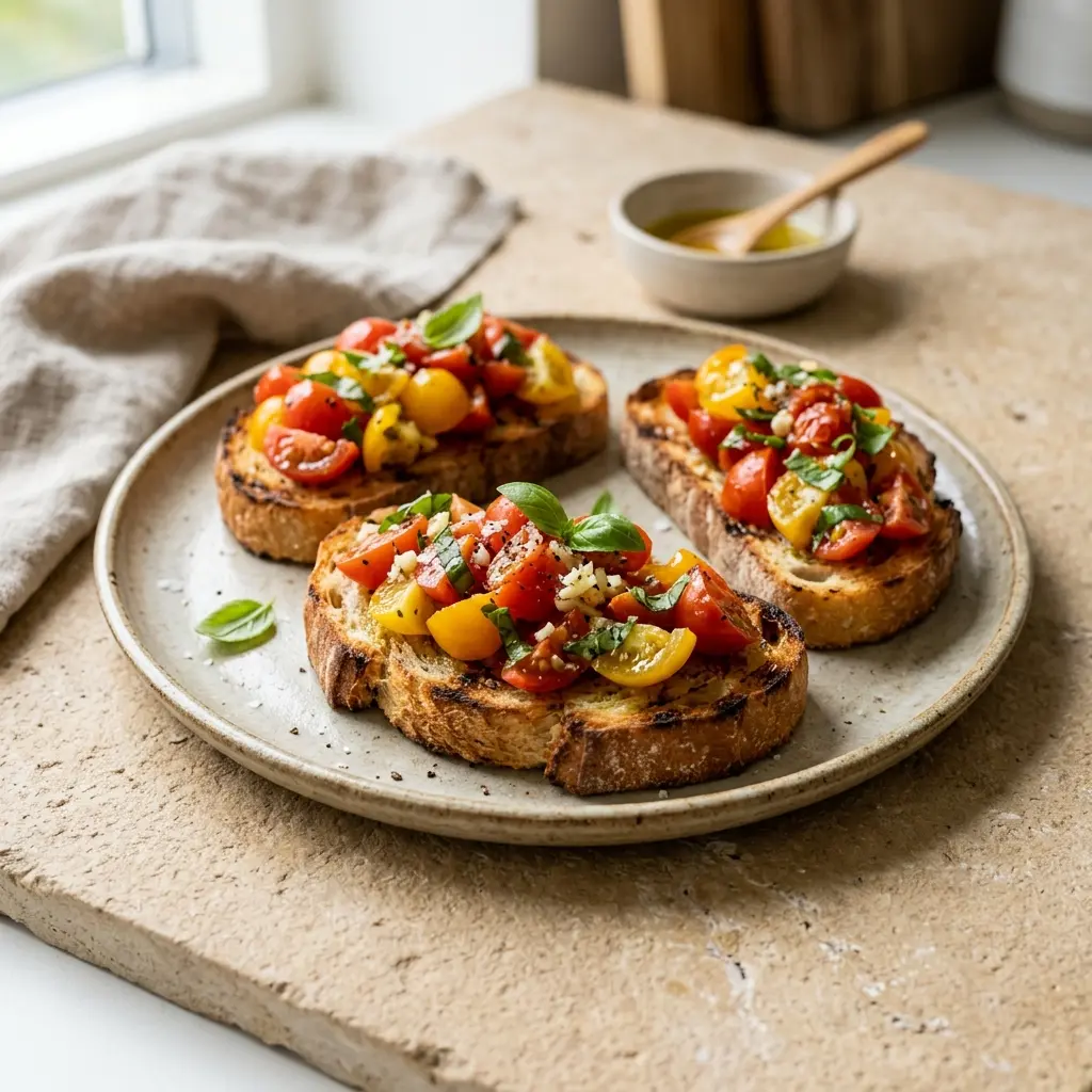 Bruschetta à la tomate prêt à servir comme plat maison