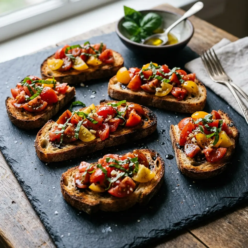 Bruschetta prêt à servir comme plat maison