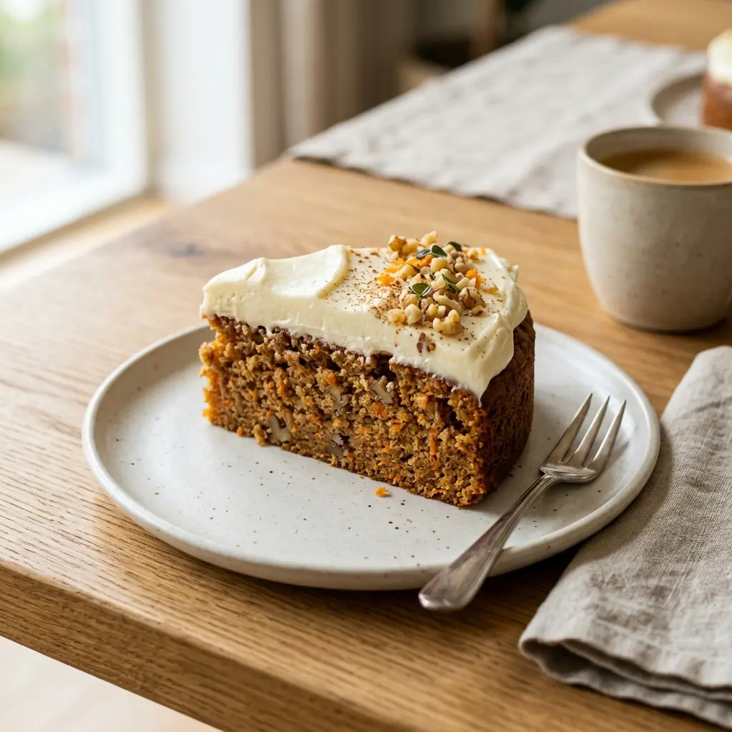 Carrot cake au glaçage cream cheese prêt à servir comme plat maison