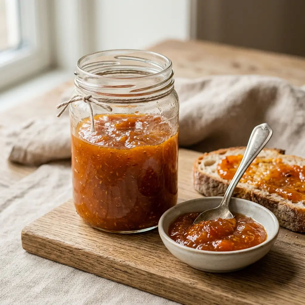 Confiture de cynorrhodons prêt à servir comme dessert ou pâtisserie maison