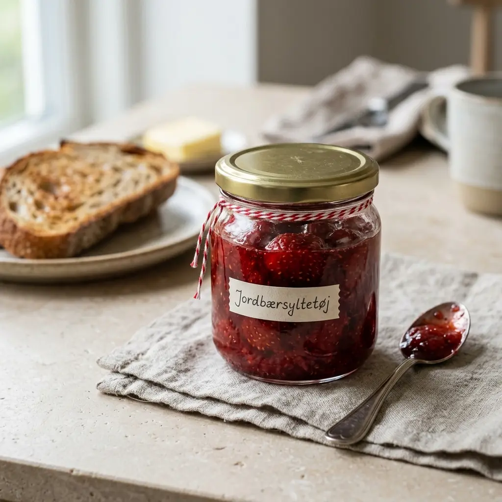 Confiture de fraises prêt à servir comme dessert ou pâtisserie maison