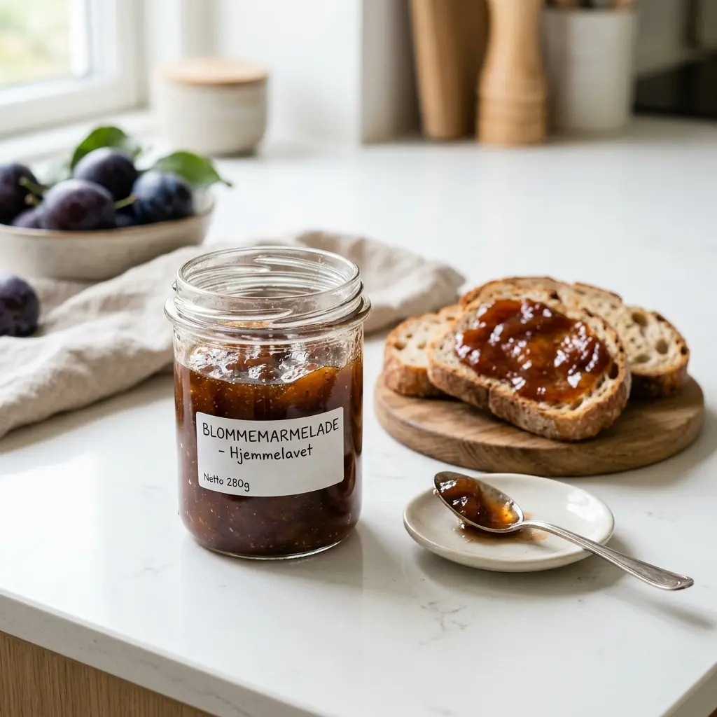 Confiture de prunes prêt à servir comme dessert ou pâtisserie maison