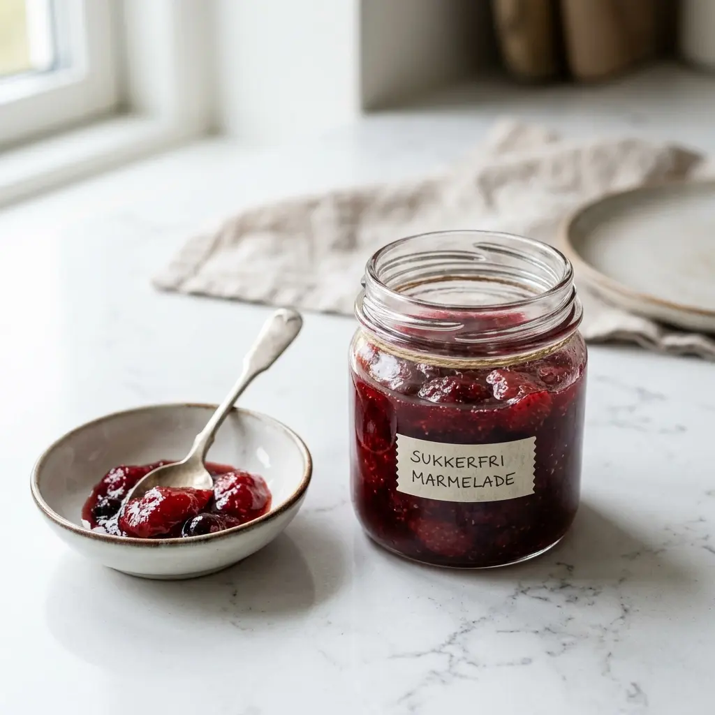 Confiture sans sucre prêt à servir comme dessert ou pâtisserie maison