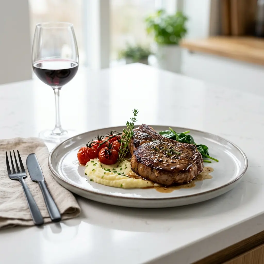 Côte de veau à la poêle prêt à servir comme plat maison