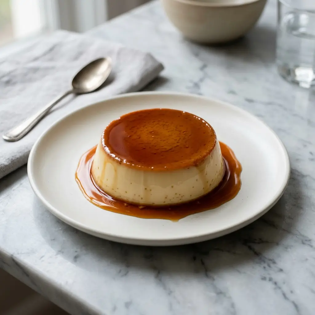 Crème caramel prêt à servir comme dessert ou pâtisserie maison
