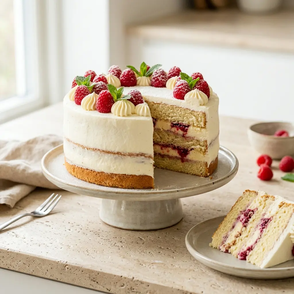 Gâteau à étages prêt à servir comme dessert ou pâtisserie maison