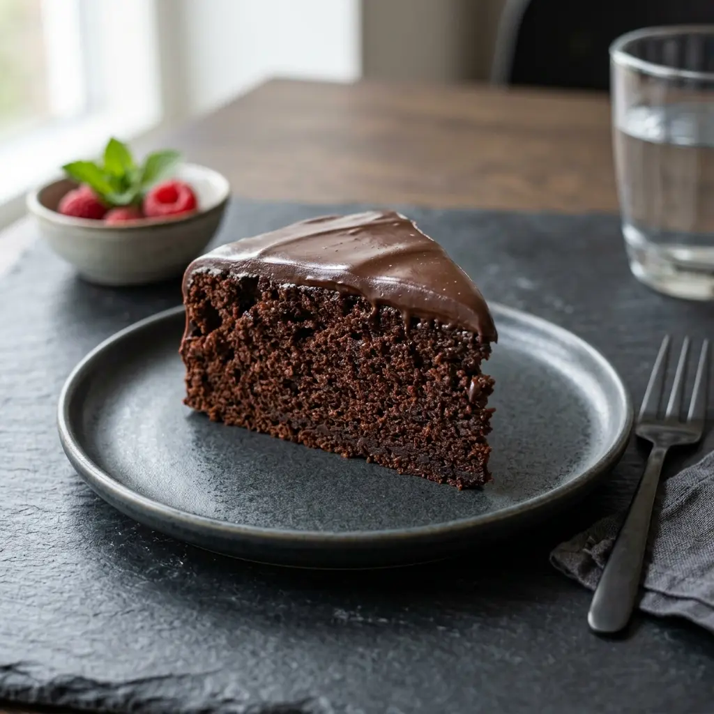Gâteau au chocolat classique prêt à servir comme dessert ou pâtisserie maison