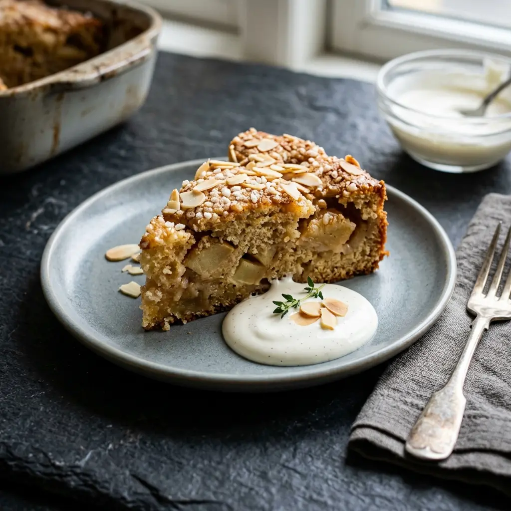 Gâteau aux pommes au four prêt à servir comme dessert ou pâtisserie maison