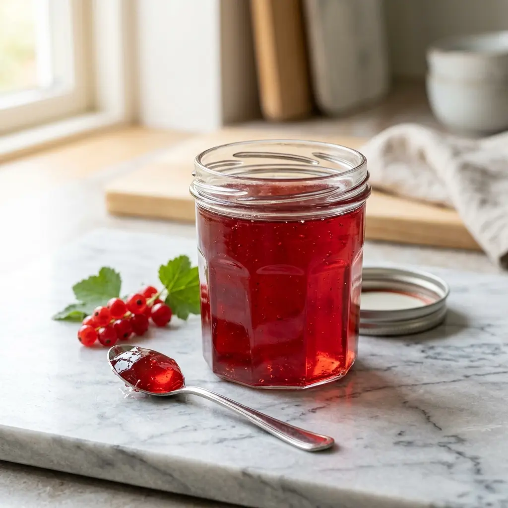 Gelée de groseilles rouges prêt à servir comme plat maison