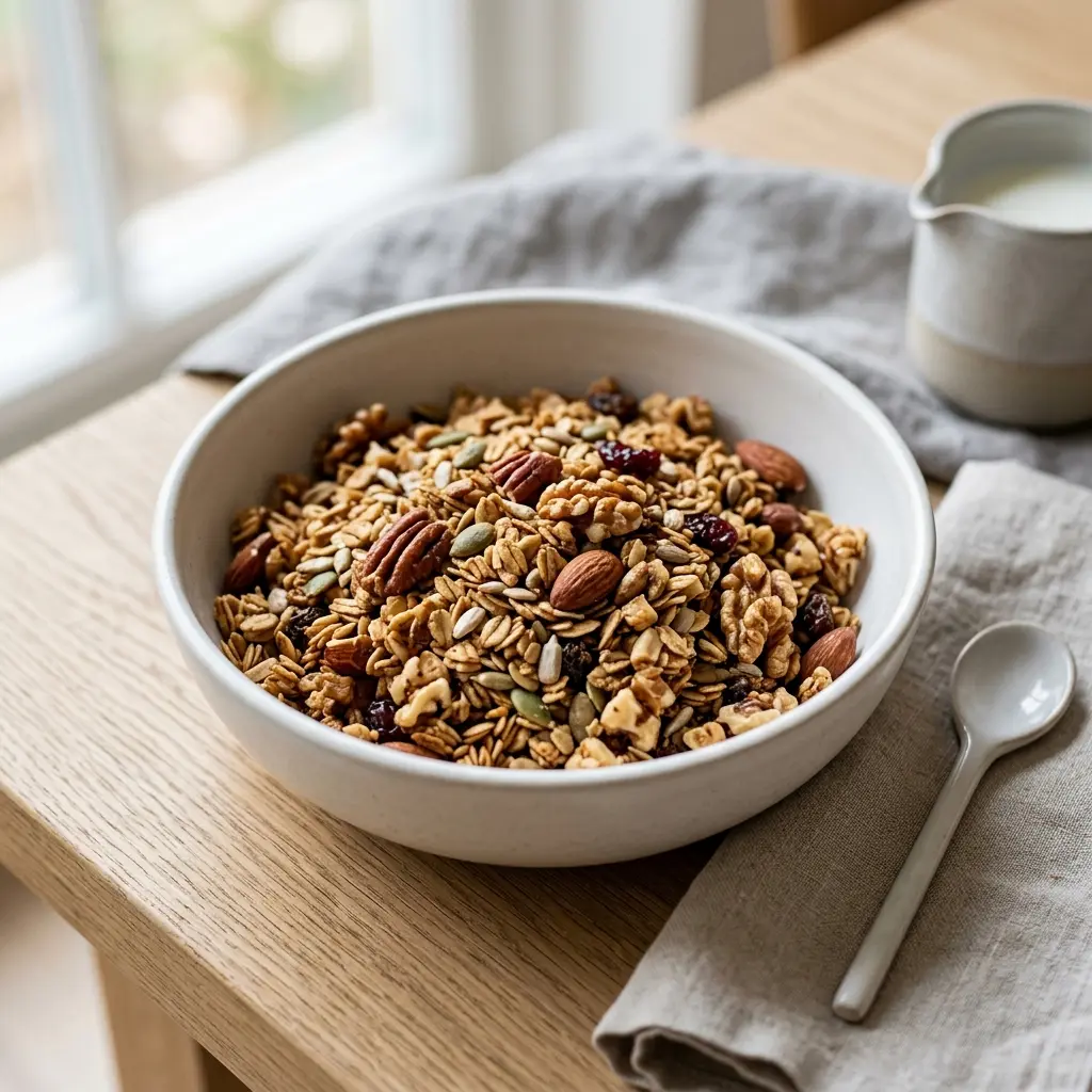 Granola servi comme petit-déjeuner simple