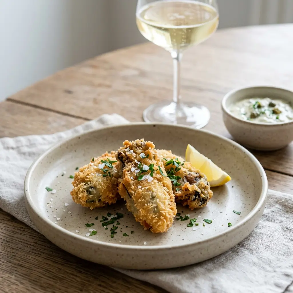 Huîtres frites prêt à servir comme plat maison