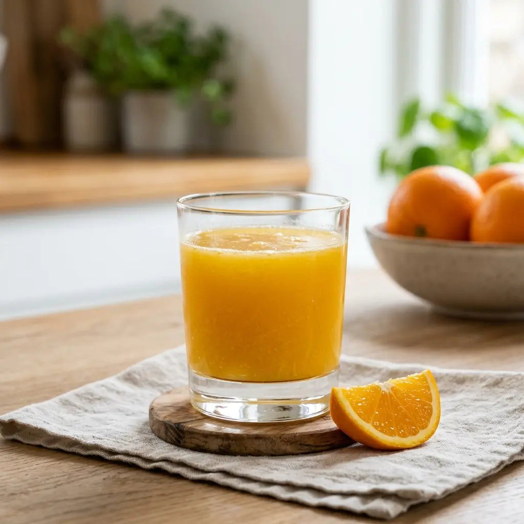 Jus d’orange maison servi frais comme boisson maison
