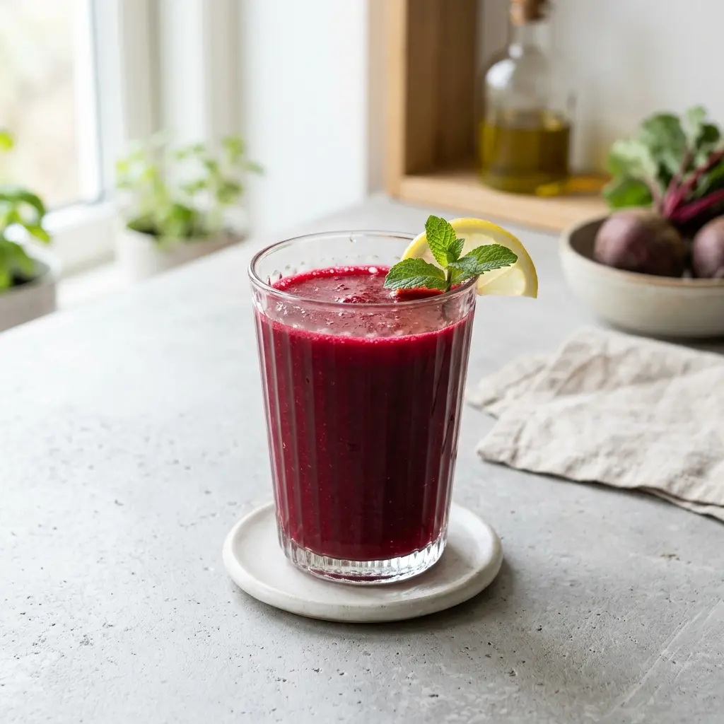 Jus de betterave servi frais comme boisson maison