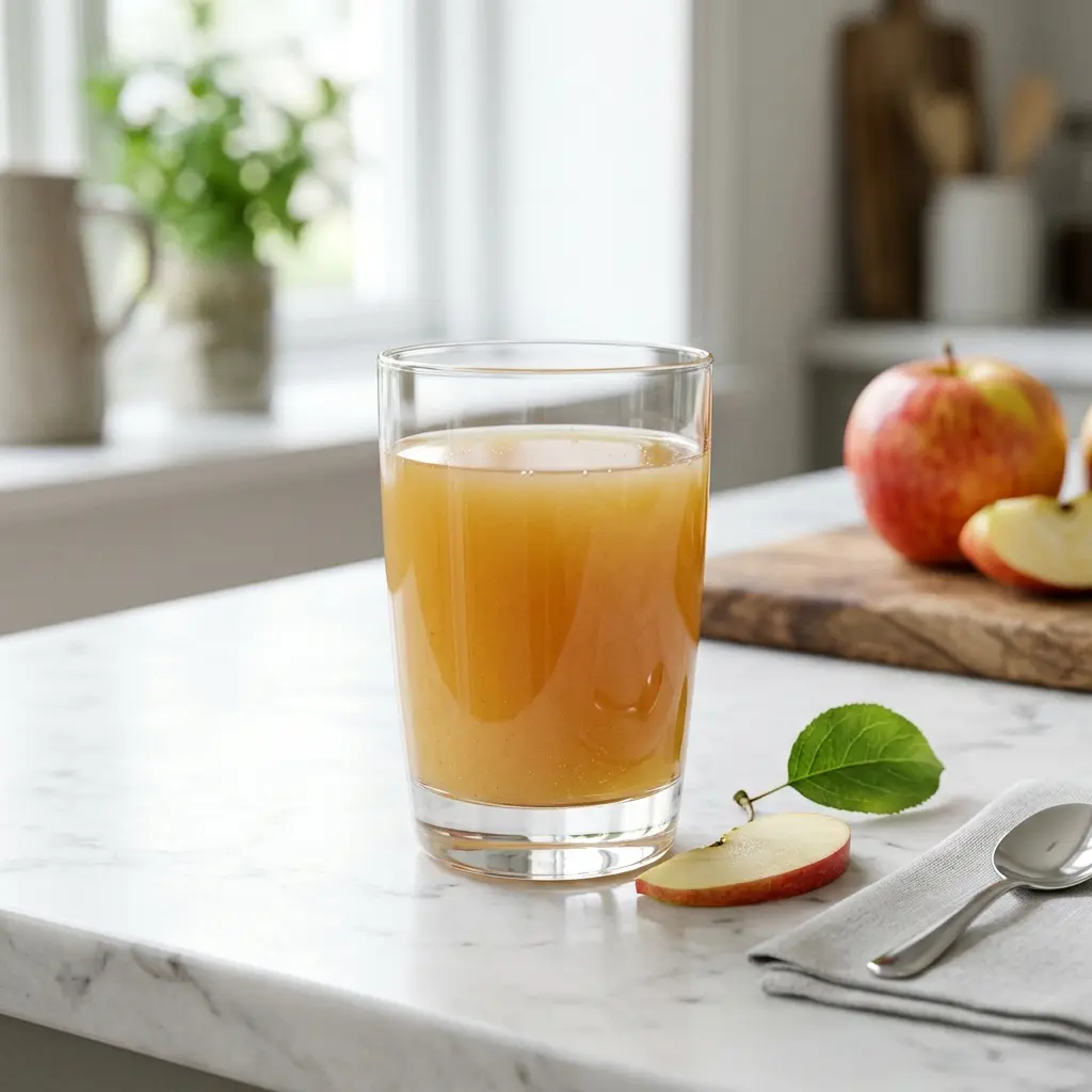 Jus de pomme servi frais comme boisson maison