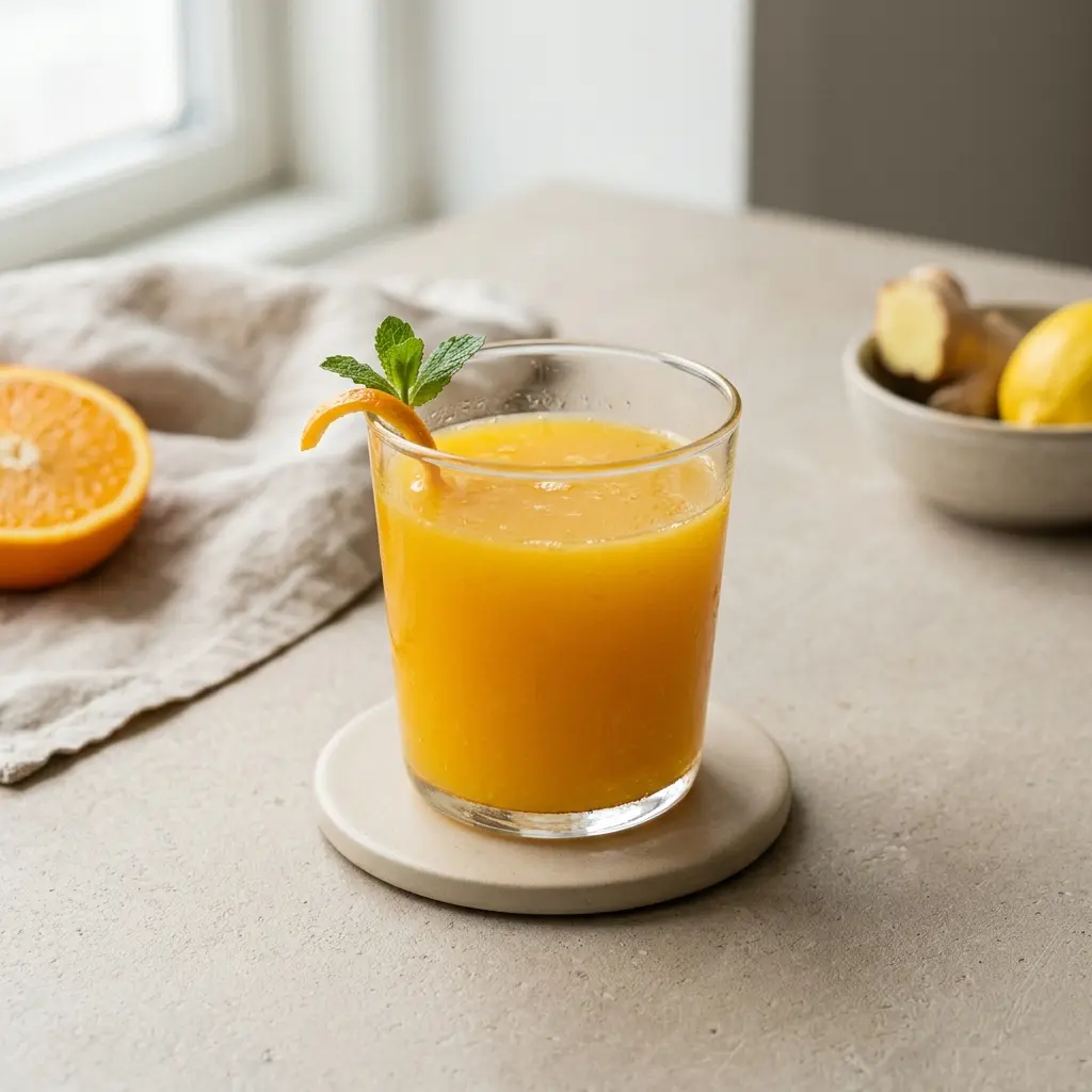 Jus fraîchement pressé servi frais comme boisson maison
