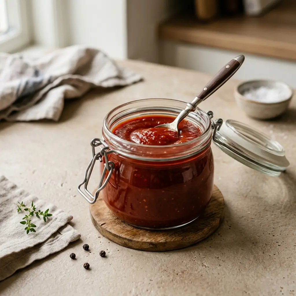 Ketchup maison prêt à servir comme plat maison
