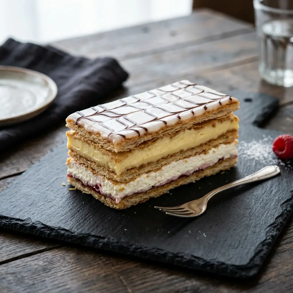 Mille-feuille prêt à servir comme plat maison