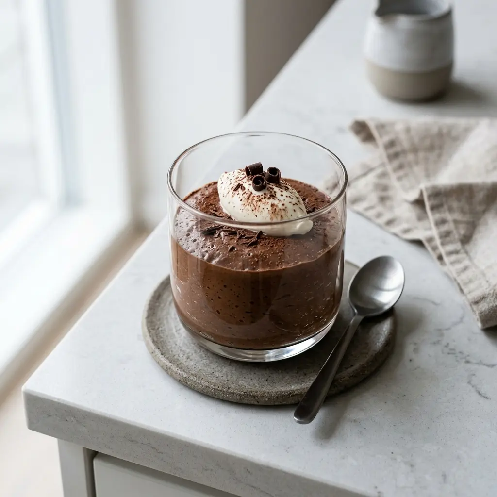 Mousse au chocolat prêt à servir comme dessert ou pâtisserie maison