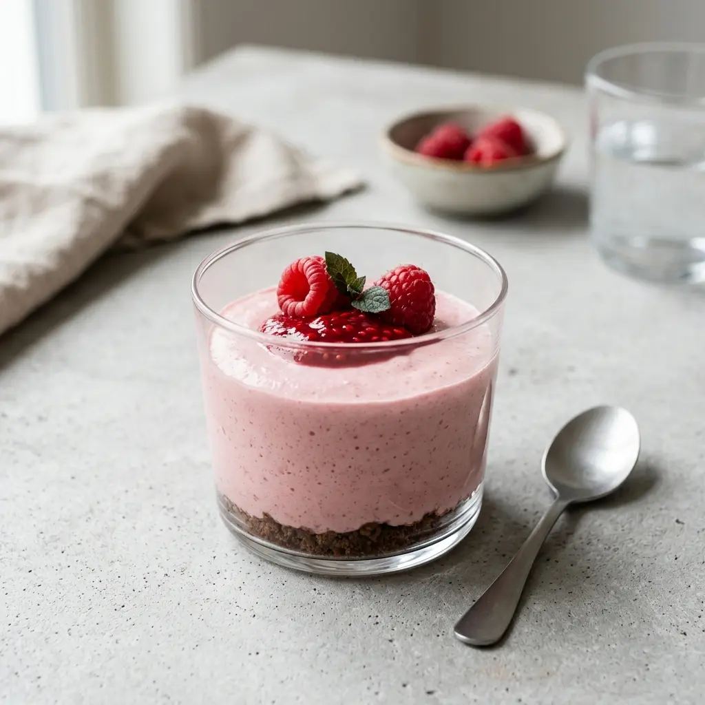 Mousse de framboises prêt à servir comme plat maison