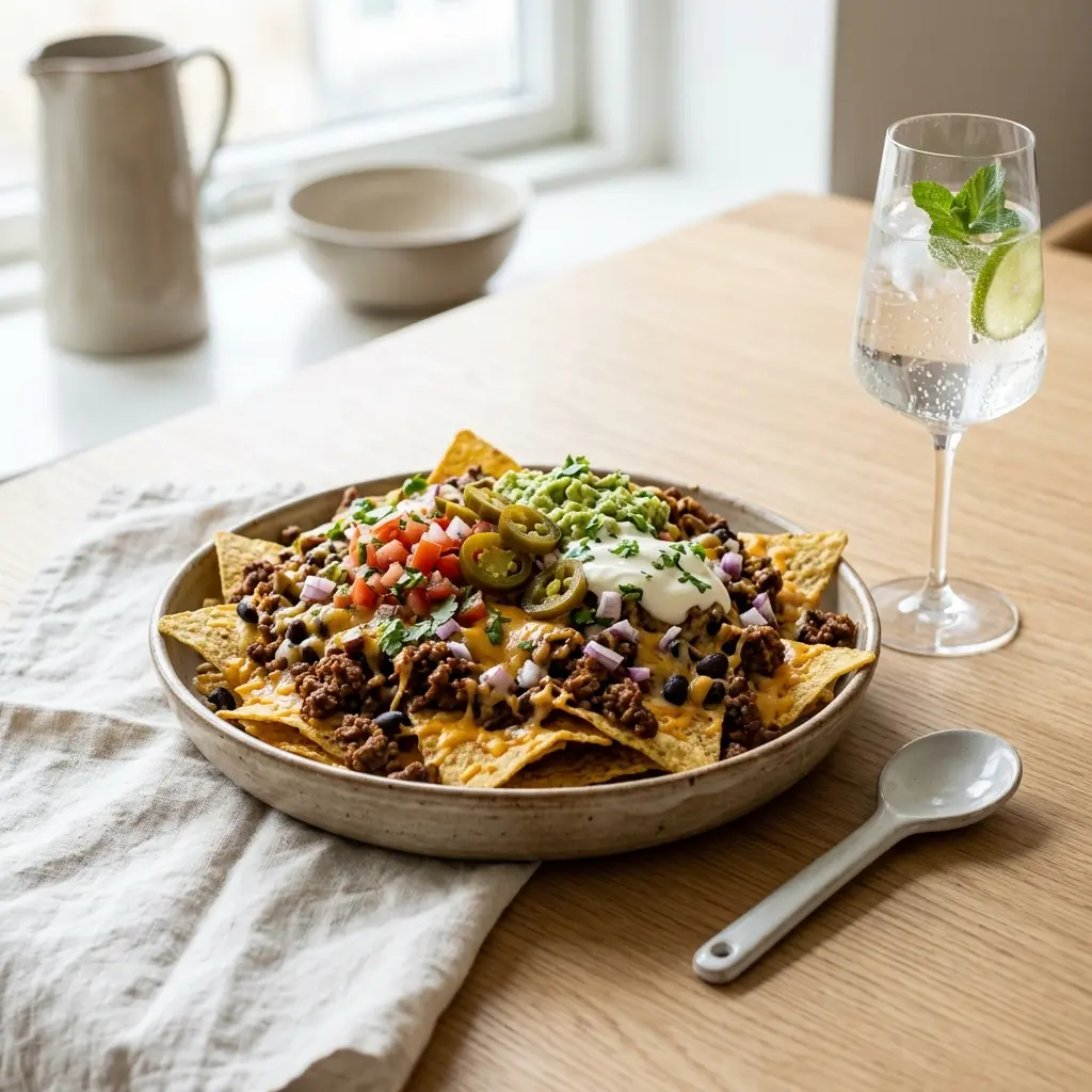 Nachos au bœuf prêt à servir comme plat maison