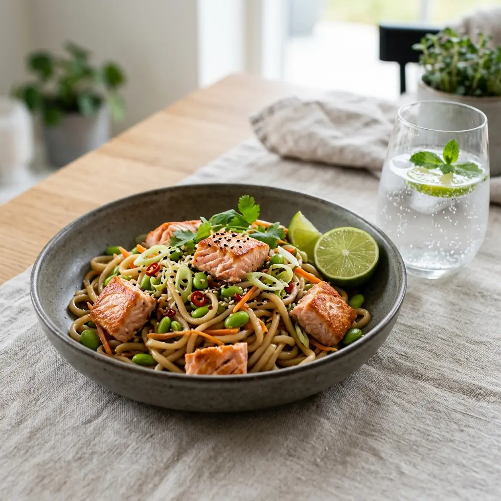 Nouilles au saumon prêt à servir comme plat maison