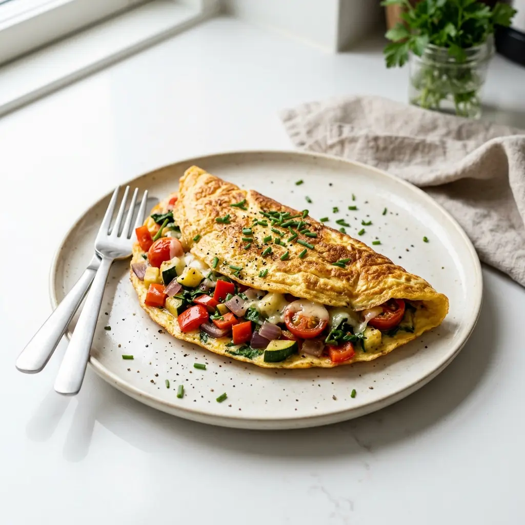 Omelette aux légumes prêt à servir comme plat maison