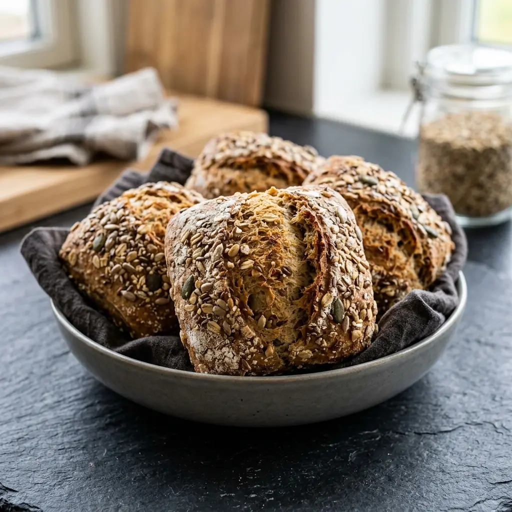 Petits pains aux cinq céréales prêt à servir comme plat maison