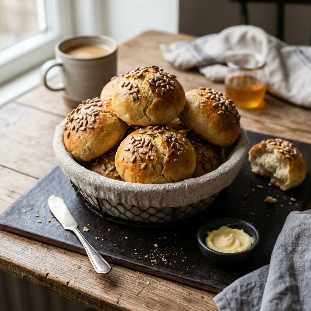 Petits pains aux graines de tournesol prêt à servir comme plat maison