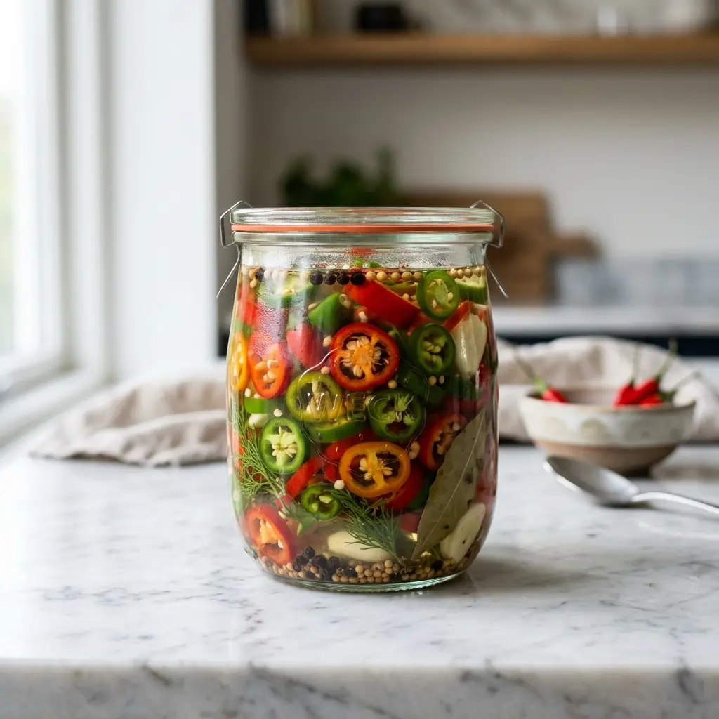 Piments marinés prêt à servir comme plat maison
