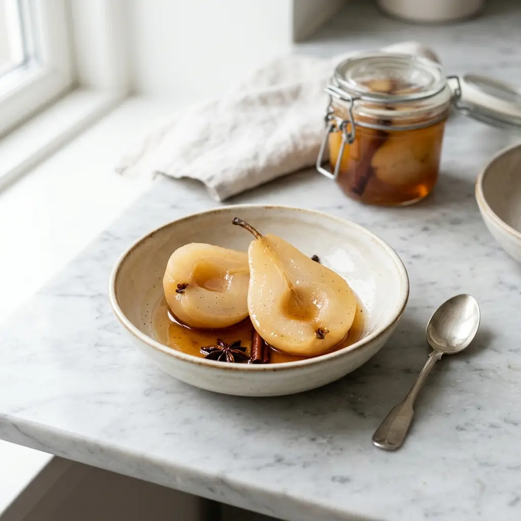 Poires en conserve prêt à servir comme plat maison