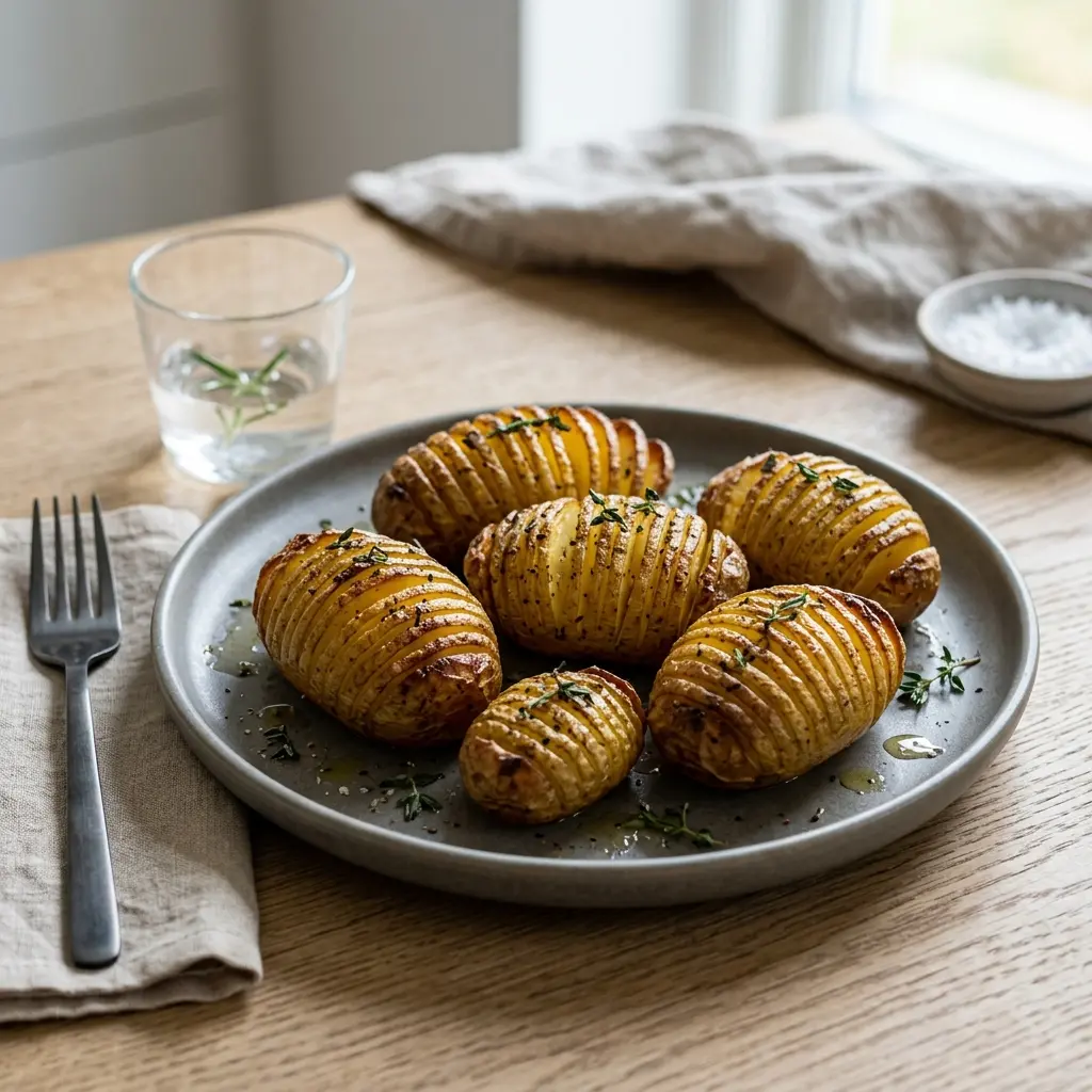 Pommes de terre Hasselback au four prêt à servir comme plat maison