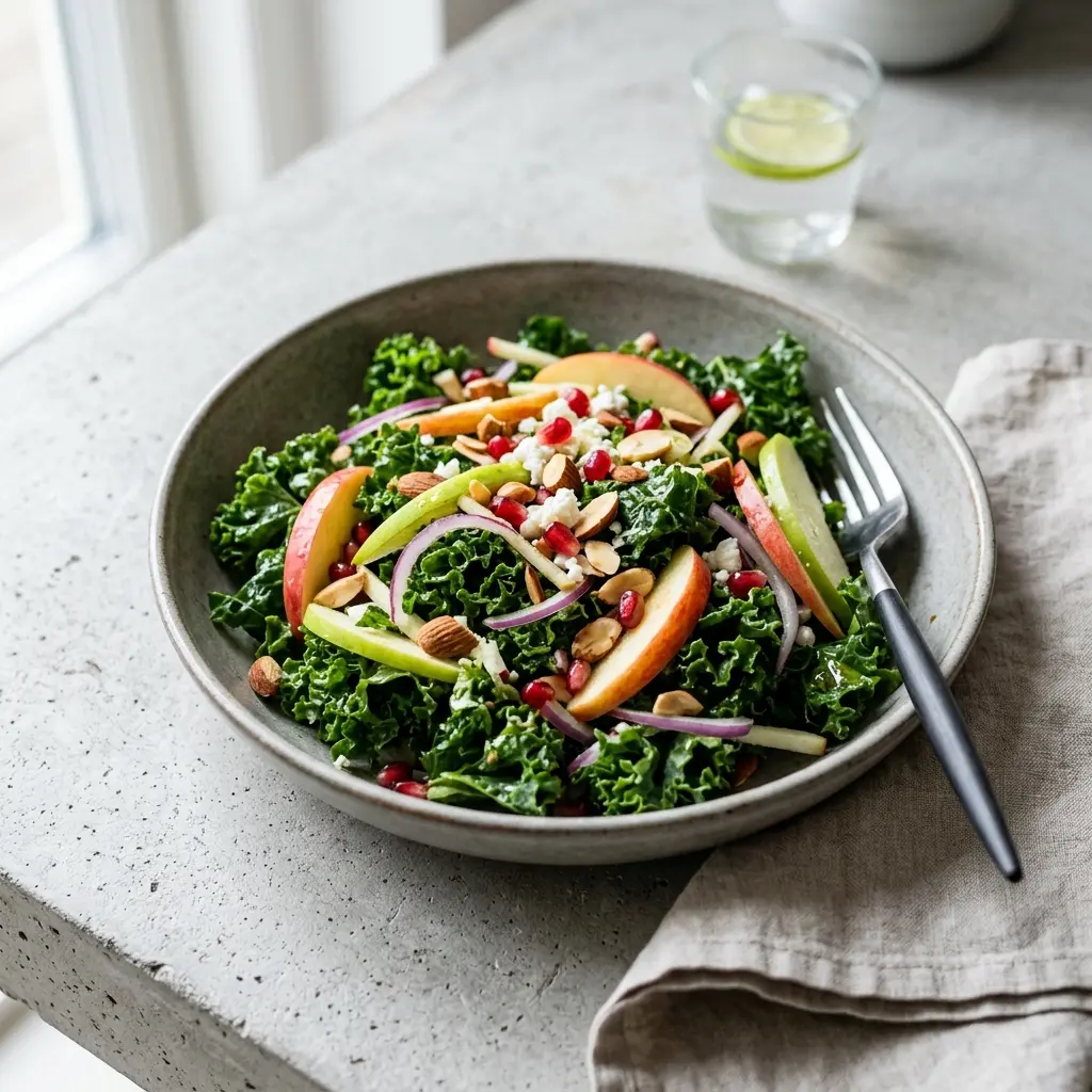 Salade de chou kale à la pomme servi en salade fraîche