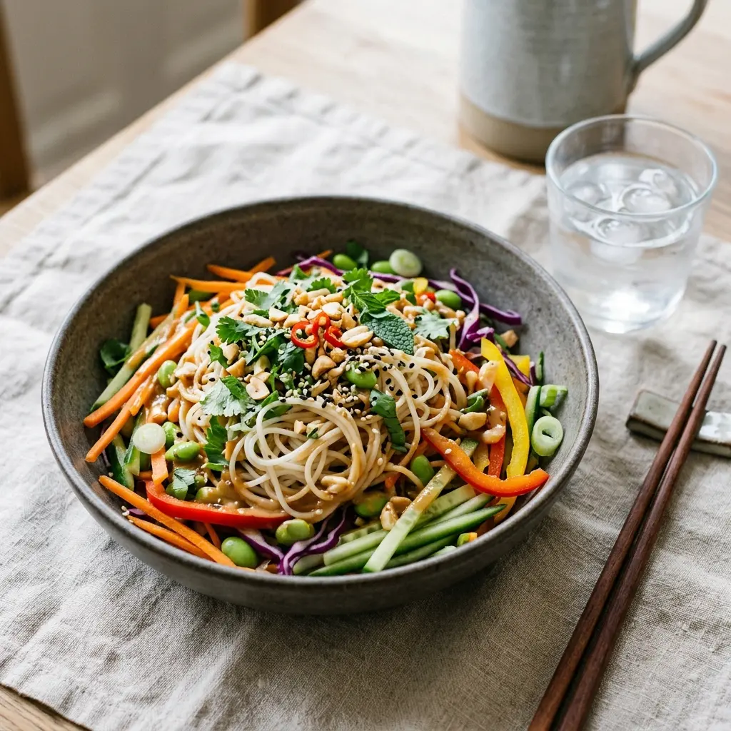 Salade de nouilles asiatique servi en salade fraîche