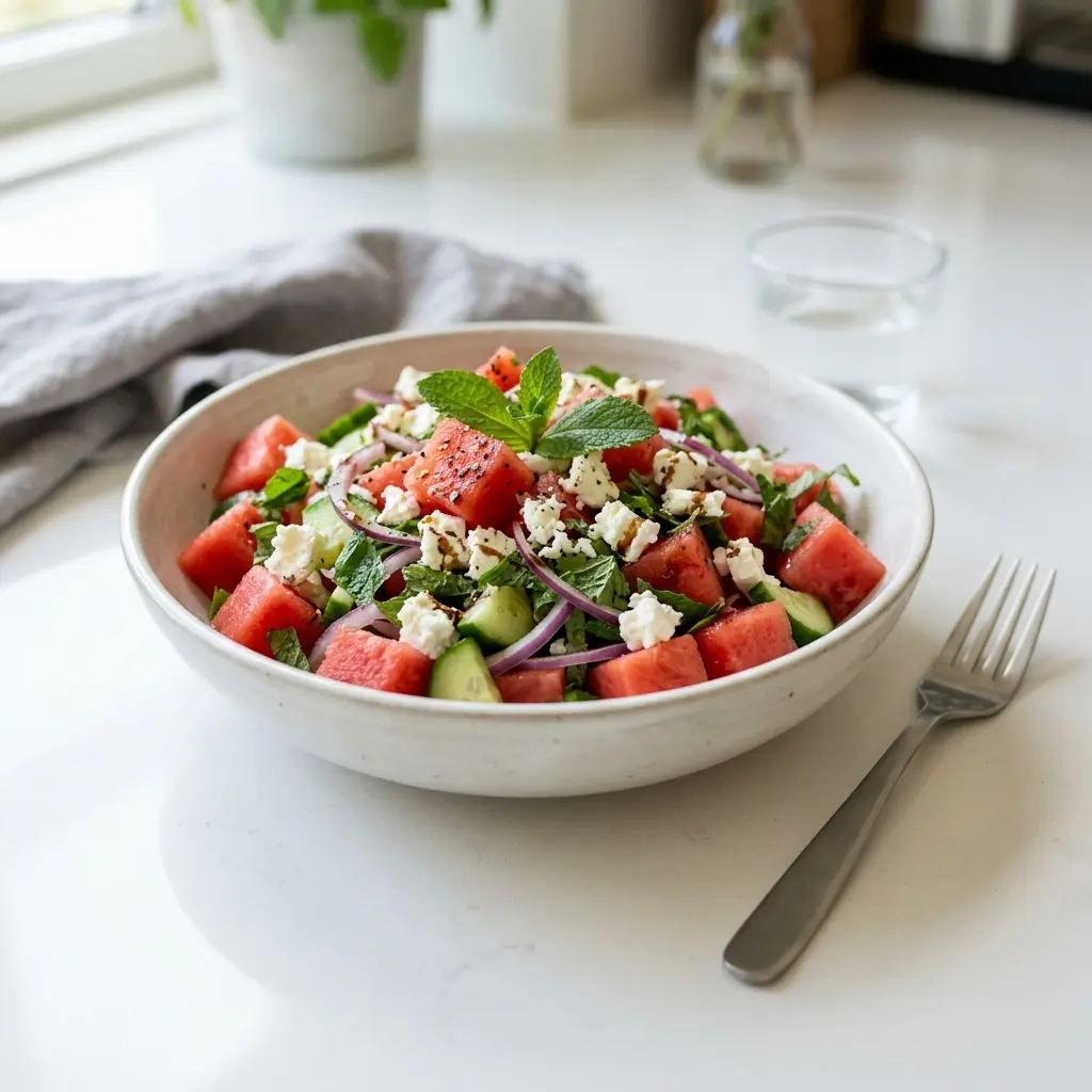 Salade de pastèque servi en salade fraîche