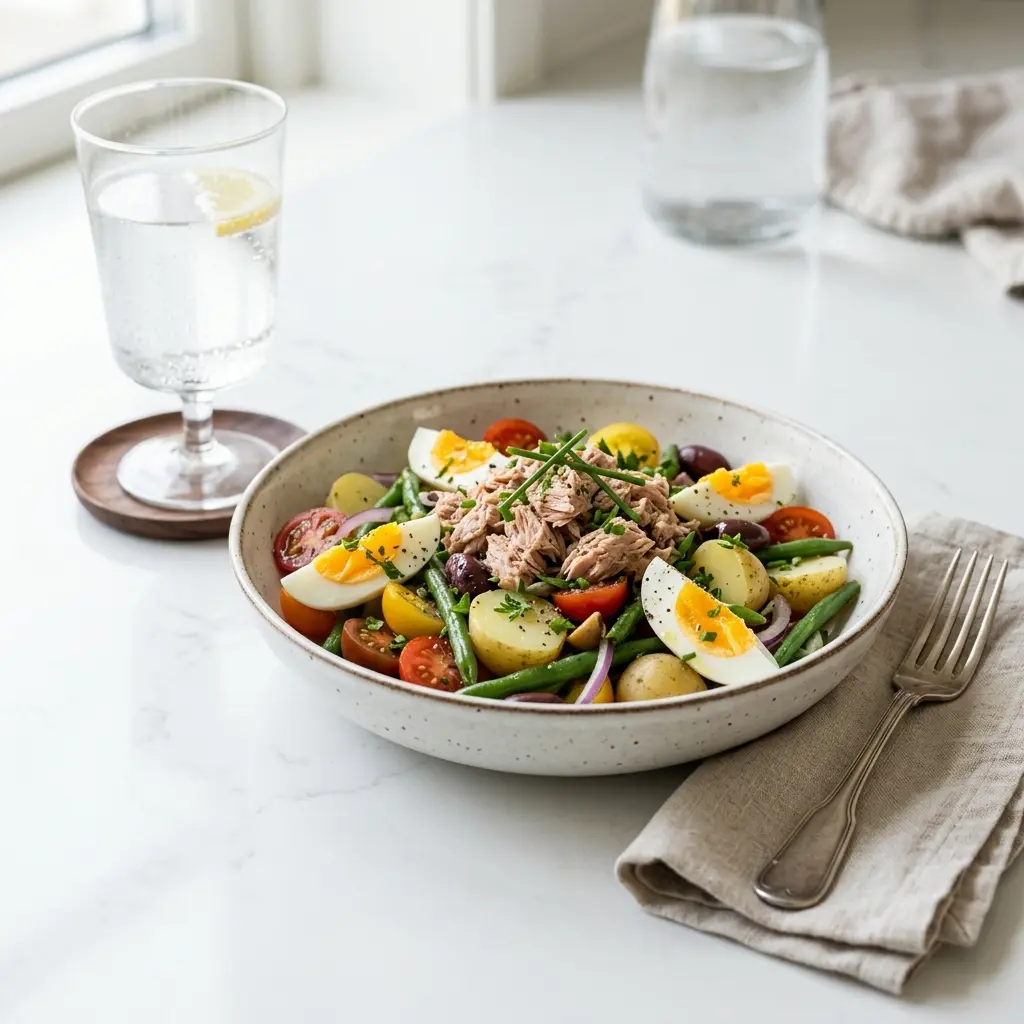 Salade française au thon servi en salade fraîche