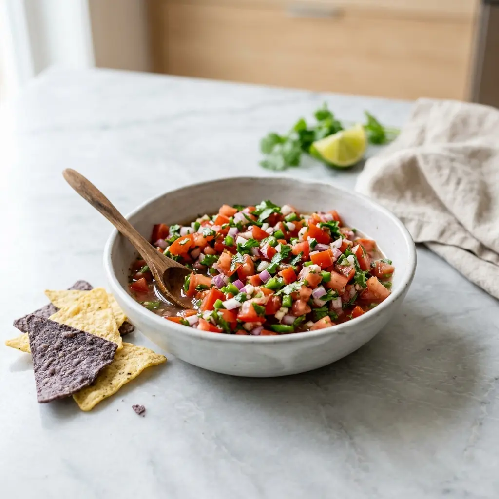 Salsa présenté dans un bol comme sauce ou accompagnement