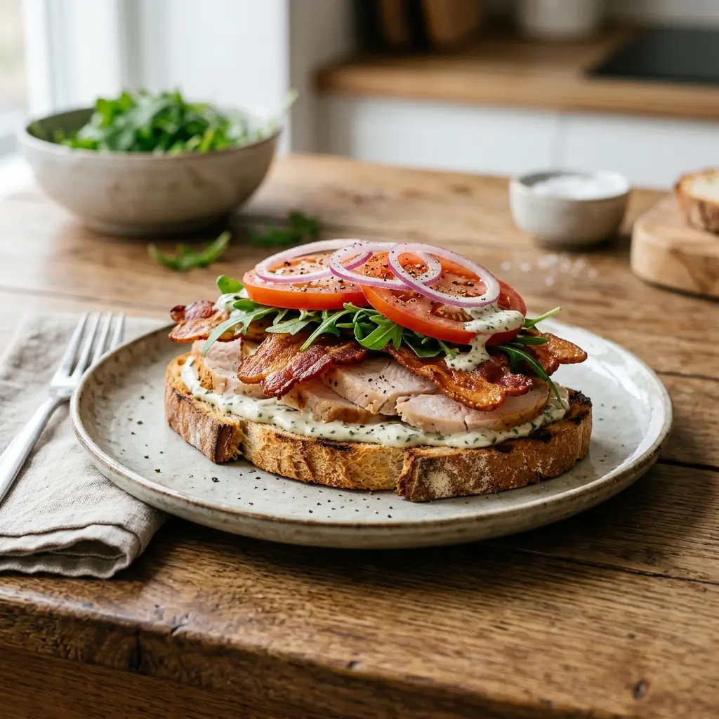 Sandwich à la dinde et bacon prêt à servir comme plat maison