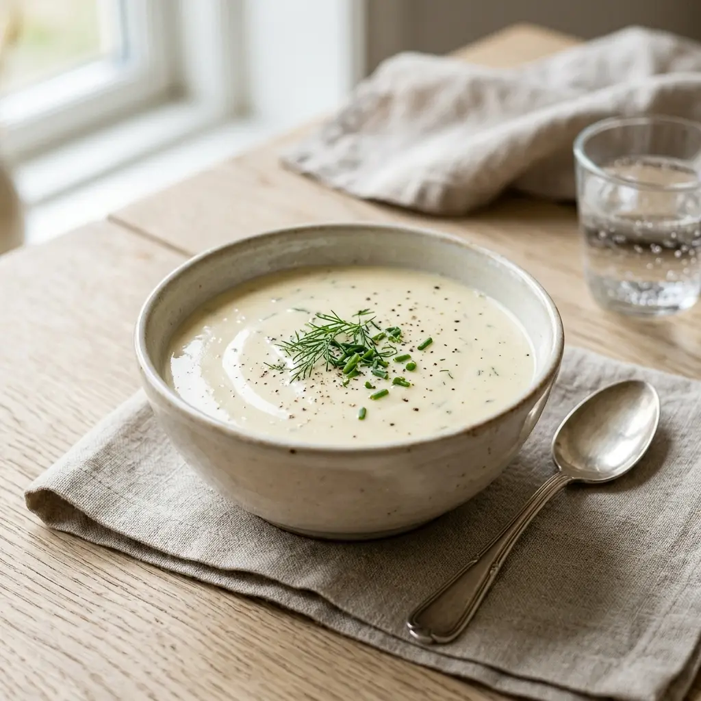 Sauce à la crème présenté dans un bol comme sauce ou accompagnement