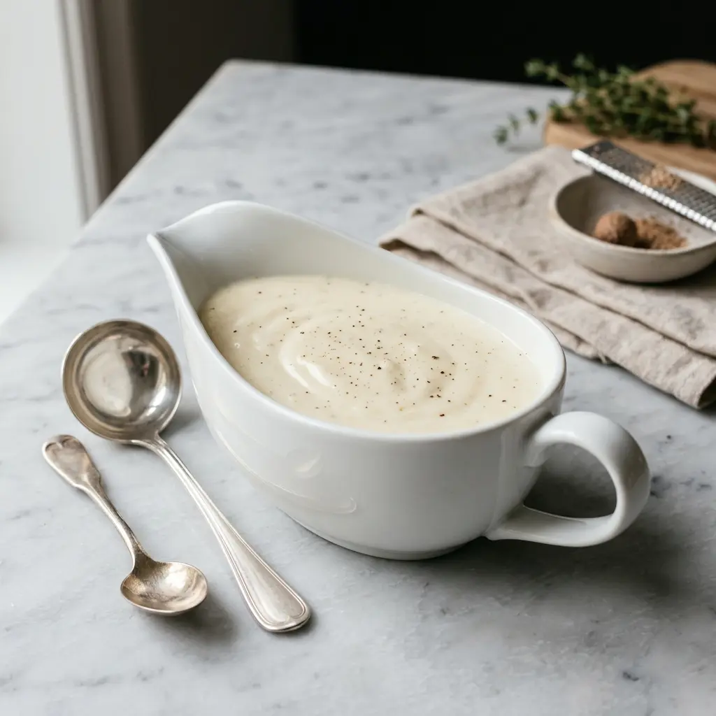 Sauce béchamel présenté dans un bol comme sauce ou accompagnement